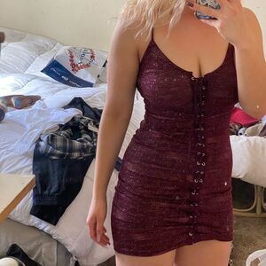 Red and Maroon Sparkly Mini Clubbing/Going out Dress